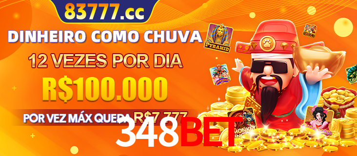 Banner do programa de recompensas Recomende para amigos do 348BET, detalhando os bônus por convidar amigos, com prêmios que chegam a R$288.888.